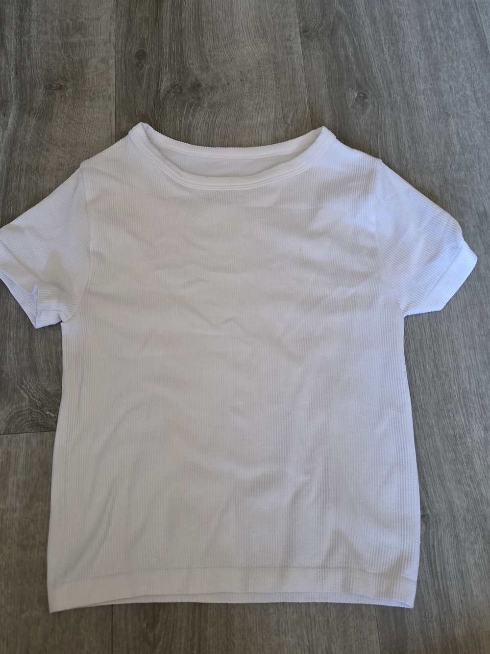 Juniors Short Sleeve Ribbed Tee - White